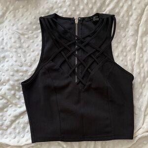 Forever 21 Black Strappy Crop Tank